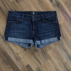 7 For All Mankind Rolled Cuff Denim Shorts